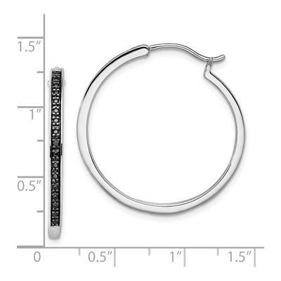 Sterling Silver 30mm Diamond Hoop Earrings – view 5