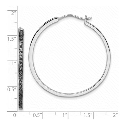 Sterling Silver 40mm Diamond Hoop Earrings – view 5