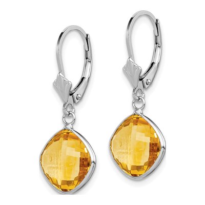 Sterling Silver Citrine Leverback Earrings – view 3