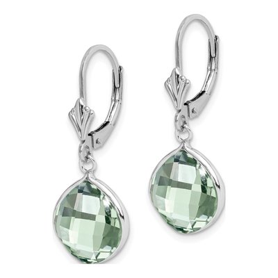 Sterling Silver Prasiolite Leverback Earrings – view 3