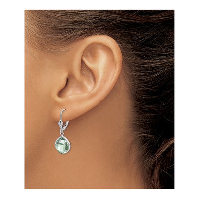 Sterling Silver Prasiolite Leverback Earrings – view 4