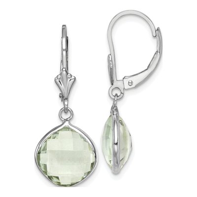 Sterling Silver Prasiolite Leverback Earrings