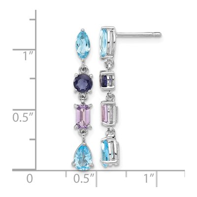 Sterling Silver Amethyst & Swiss Blue Topaz Iolite Dangle Earrings – view 4