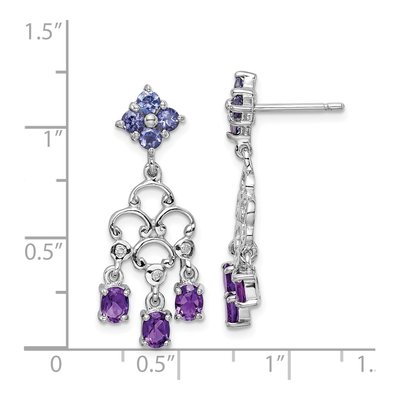 Sterling Silver 1/20 ct tw Amethyst & Diamond RH Iolite Chandelier Earrings – view 5
