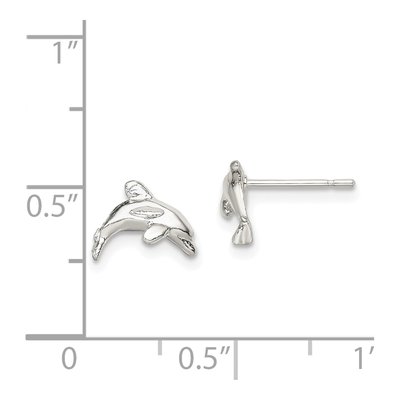 Sterling Silver Girls' Dolphin Stud Earrings – view 5