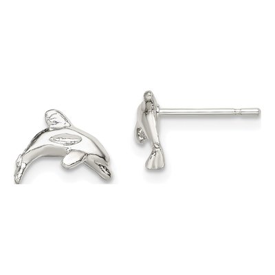 Sterling Silver Girls' Dolphin Stud Earrings