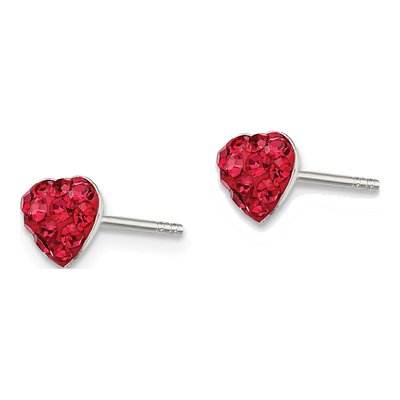 Sterling Silver Crystal Heart Stud Earrings – view 3