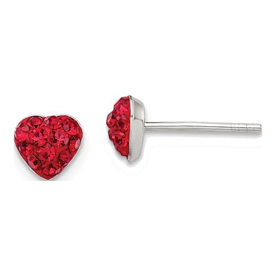 Sterling Silver Crystal Heart Stud Earrings