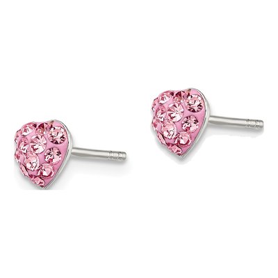 Sterling Silver Crystal Heart Stud Earrings – view 3