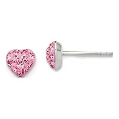Sterling Silver Crystal Heart Stud Earrings