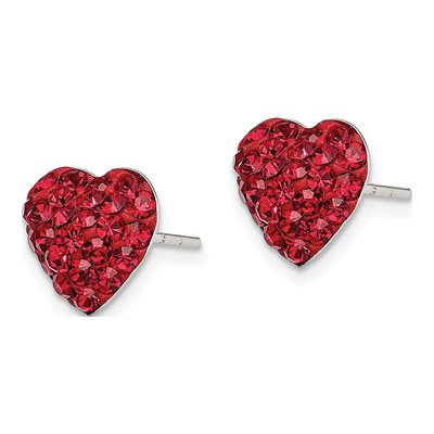 Sterling Silver Crystal Heart Stud Earrings – view 3