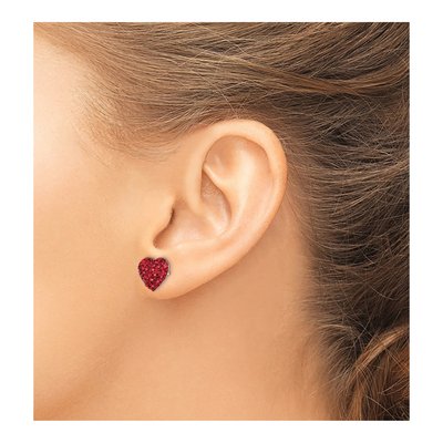 Sterling Silver Crystal Heart Stud Earrings – view 4
