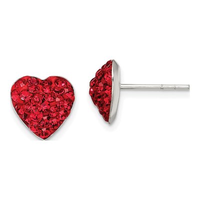 Sterling Silver Crystal Heart Stud Earrings