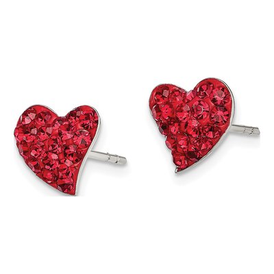 Sterling Silver Crystal Heart Stud Earrings – view 3