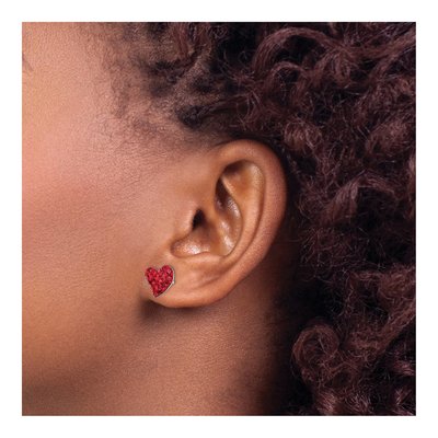 Sterling Silver Crystal Heart Stud Earrings – view 4