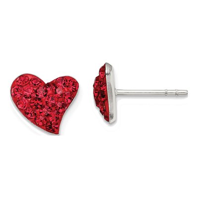 Sterling Silver Crystal Heart Stud Earrings