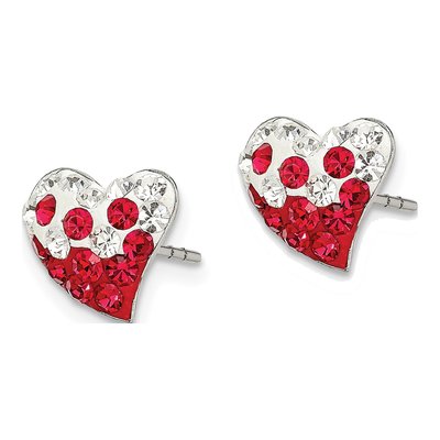 Sterling Silver Crystal Heart Stud Earrings – view 3