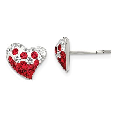 Sterling Silver Crystal Heart Stud Earrings