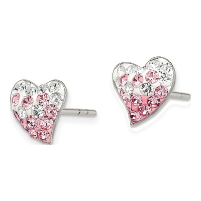 Sterling Silver Crystal Heart Stud Earrings – view 3