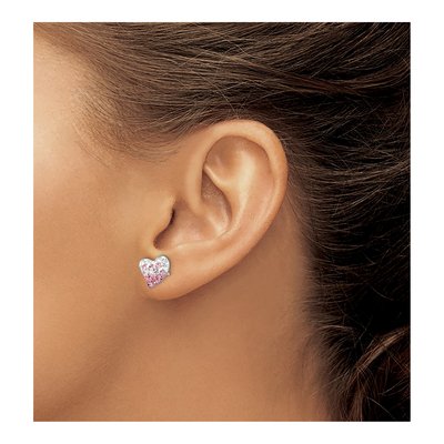 Sterling Silver Crystal Heart Stud Earrings – view 4