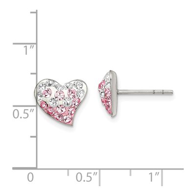 Sterling Silver Crystal Heart Stud Earrings – view 5