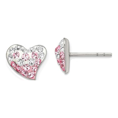 Sterling Silver Crystal Heart Stud Earrings