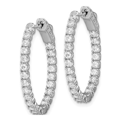 Sterling Silver 28mm CZ Inside-Out Oval Hoop Earrings – view 3
