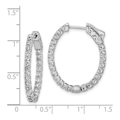 Sterling Silver 28mm CZ Inside-Out Oval Hoop Earrings – view 5