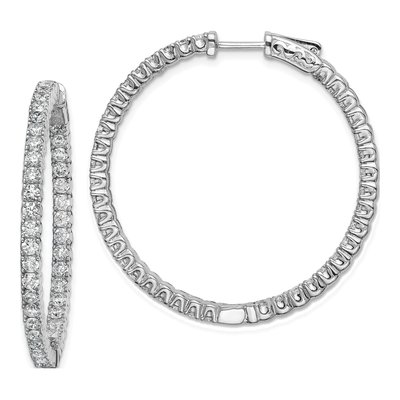Sterling Silver 41mm CZ Inside-Out Hoop Earrings