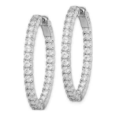Sterling Silver 35mm CZ Inside-Out Oval Hoop Earrings – view 3