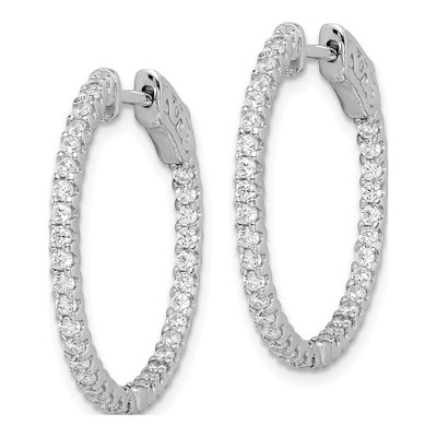Sterling Silver 25mm CZ Inside-Out Hoop Earrings – view 3