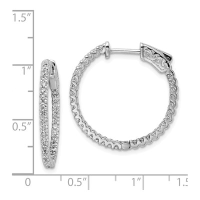 Sterling Silver 25mm CZ Inside-Out Hoop Earrings – view 5