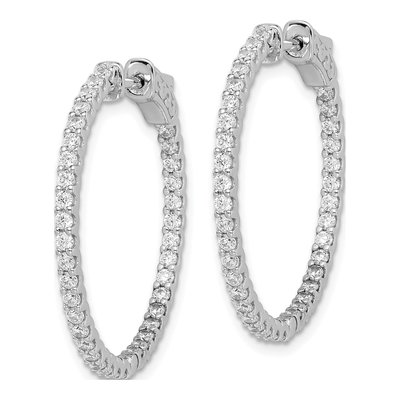 Sterling Silver 30mm CZ Inside-Out Hoop Earrings – view 3
