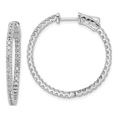 Sterling Silver 30mm CZ Inside-Out Hoop Earrings