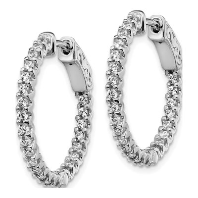Sterling Silver 24mm CZ Inside-Out Hoop Earrings – view 3