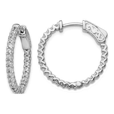 Sterling Silver 24mm CZ Inside-Out Hoop Earrings