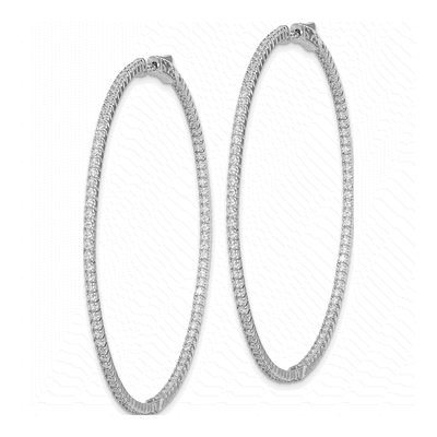 Sterling Silver 59mm CZ Inside-Out Hoop Earrings – view 3