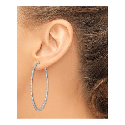 Sterling Silver 59mm CZ Inside-Out Hoop Earrings – view 4