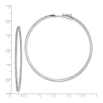 Sterling Silver 59mm CZ Inside-Out Hoop Earrings – view 5