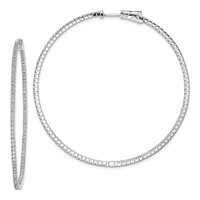 Sterling Silver 59mm CZ Inside-Out Hoop Earrings