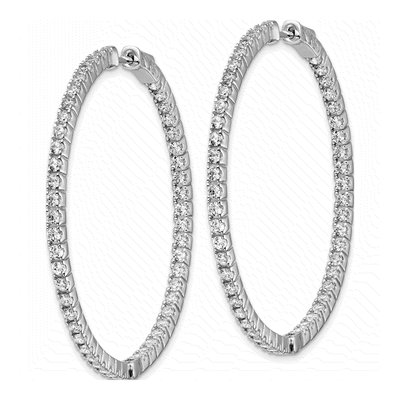 Sterling Silver 51mm CZ Inside-Out Hoop Earrings – view 3