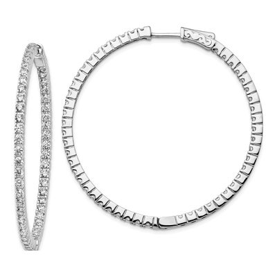 Sterling Silver 51mm CZ Inside-Out Hoop Earrings