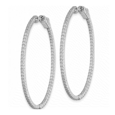 Sterling Silver 47mm CZ Inside-Out Oval Hoop Earrings – view 3