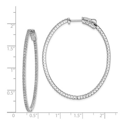 Sterling Silver 47mm CZ Inside-Out Oval Hoop Earrings – view 5