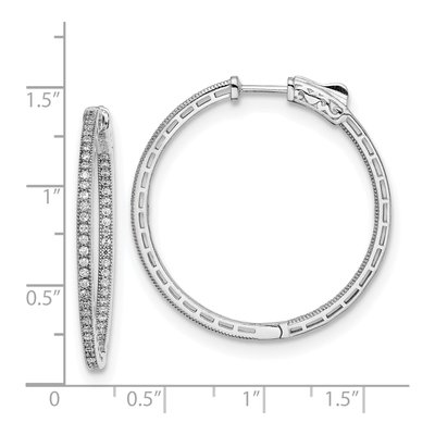 Sterling Silver 34mm CZ Inside-Out Hoop Earrings – view 5