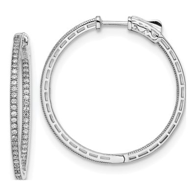 Sterling Silver 34mm CZ Inside-Out Hoop Earrings