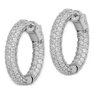 Sterling Silver 24mm CZ Pave Inside-Out Hoop Earrings – view 3