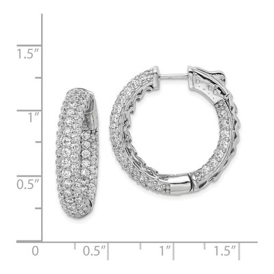 Sterling Silver 24mm CZ Pave Inside-Out Hoop Earrings – view 5