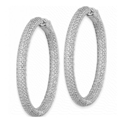 Sterling Silver 43mm CZ Pave Inside-Out Hoop Earrings – view 3
