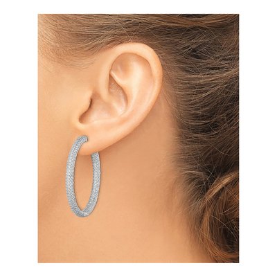 Sterling Silver 43mm CZ Pave Inside-Out Hoop Earrings – view 4